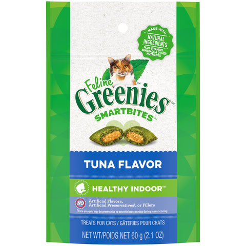 Greenies SMARTBITES HEALTHY INDOOR Natural Treats for Cats, Tuna Flavor, 2.1 oz. Pouch