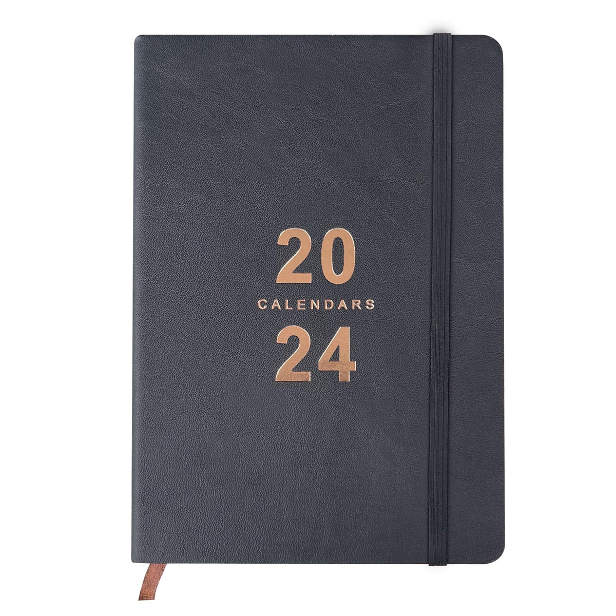 Daily Planner 2024-2025, Calendar 2024 Planner with Hourly Schedule, Agenda Book Planner 2024 January - December 2024, 5.85'' x 8.5'' Calendar 2024 with Leather Hard Cover (Black)