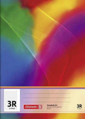 Brunnen - 104490323 School Notebook A4 16 Pages, Lined with Margin, Class 3)