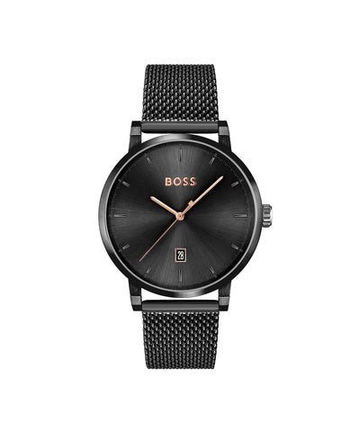BOSS Analogue Quartz Watch for Men with Black Stainless Steel mesh Bracelet - 1513810