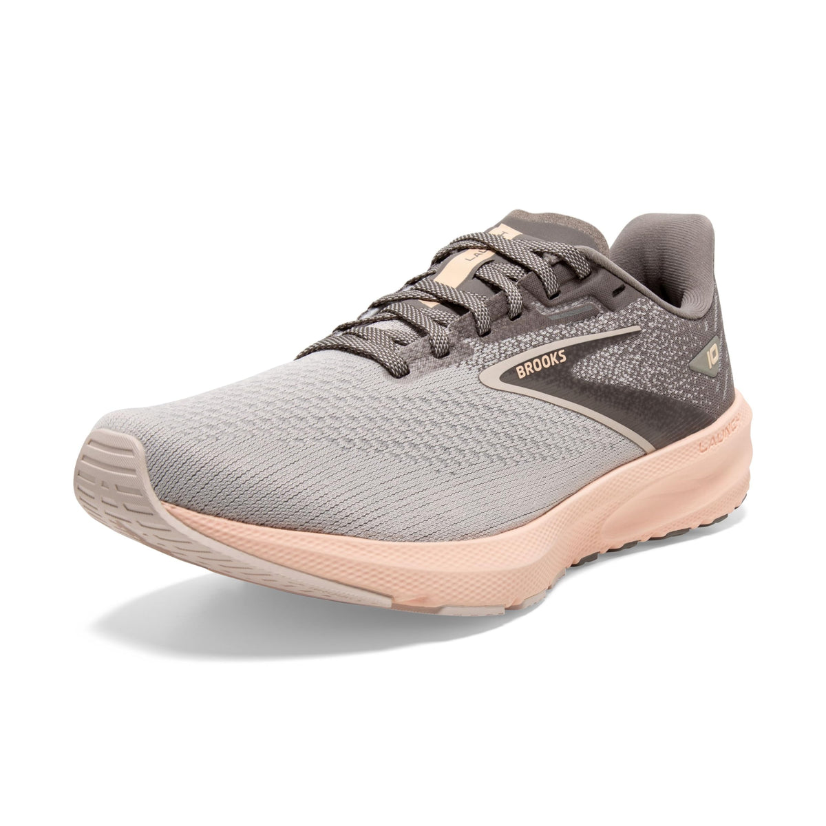 Brooks WomenÃ¢â‚¬â„¢s Launch 10 Neutral Running Shoe - Grey/Crystal Grey/Pale Peach - 11 Medium