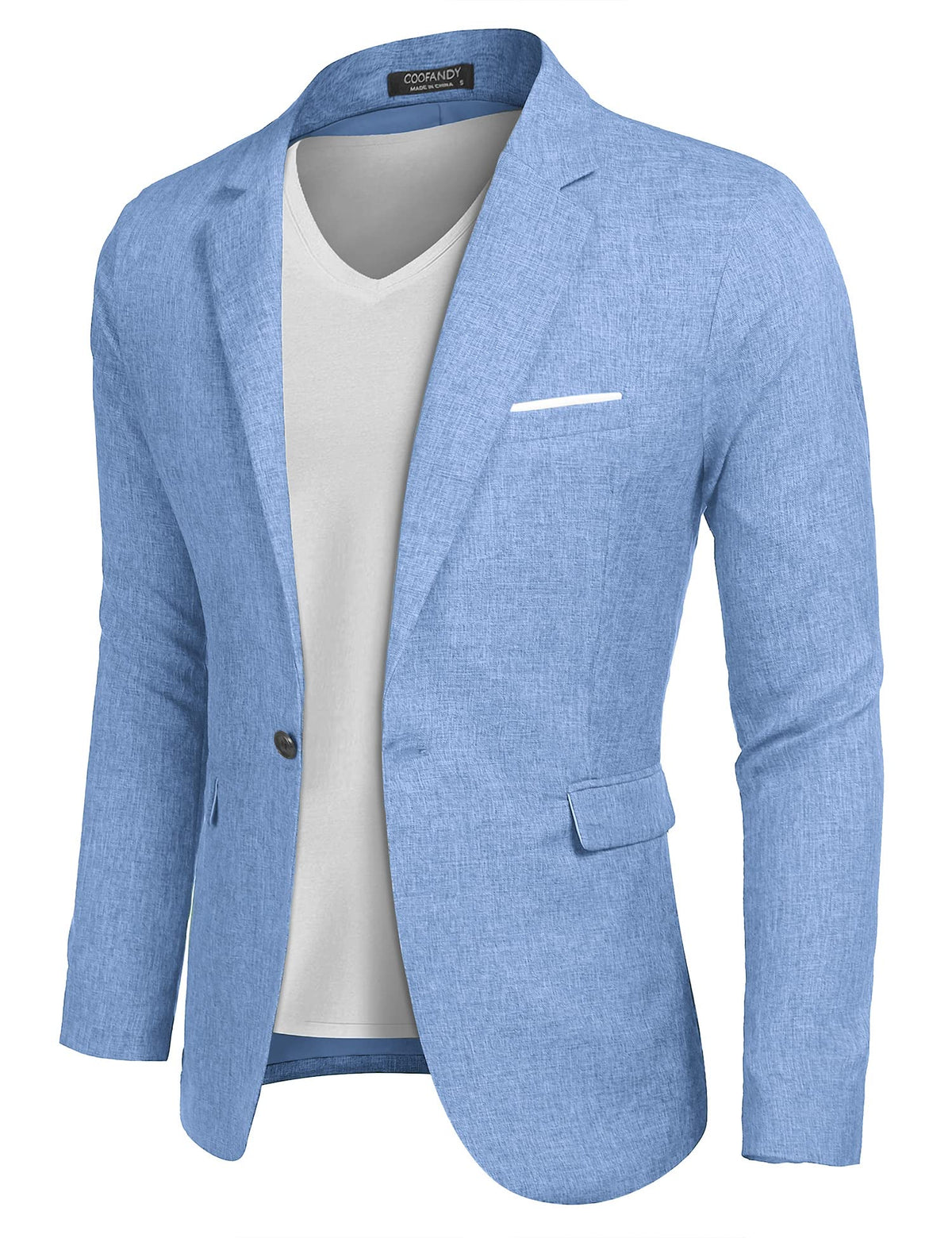COOFANDY Men Slim Fit Suits Casual Lightweight Blazer Jackets One Button Tuxedos Sky Blue