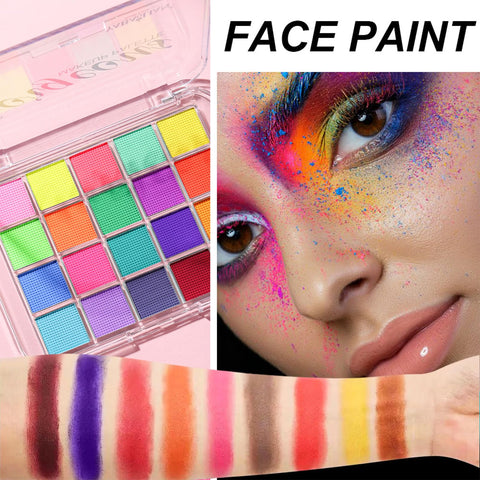 Face Painting Kit,20 Colors Rainbow Body Paint For Girls Boys,Water Based Body Face Paints, Safe & Non-Toxic Face And Body Paint For Halloween,World Cup, Carnival Party Make Up Kit