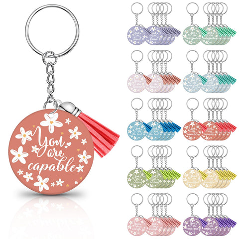 Unittype 50 Pcs Inspirational Keychain Acrylic Keychain Employee Appreciation Gifts for Coworker Student Thank You Key Chains(Daisy Style)