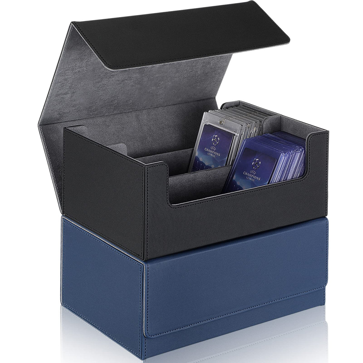 Yexiya 2 Pack Card Deck Storage Box,trading Card Storage Box for 72 Magnetic Card, 2 Rows Deck Card Box Compatible with MTG TCG Baseball Play Cards