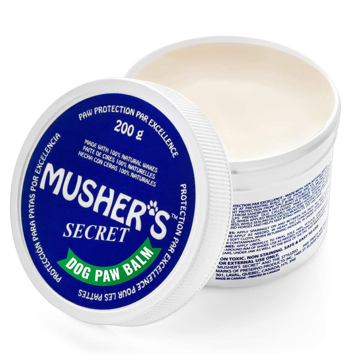 Musher's Secret Paw Protector, Dog Paw Balm Or Dog Nose Balm, Ideal For Dog First Aid Kit, 200 Grams