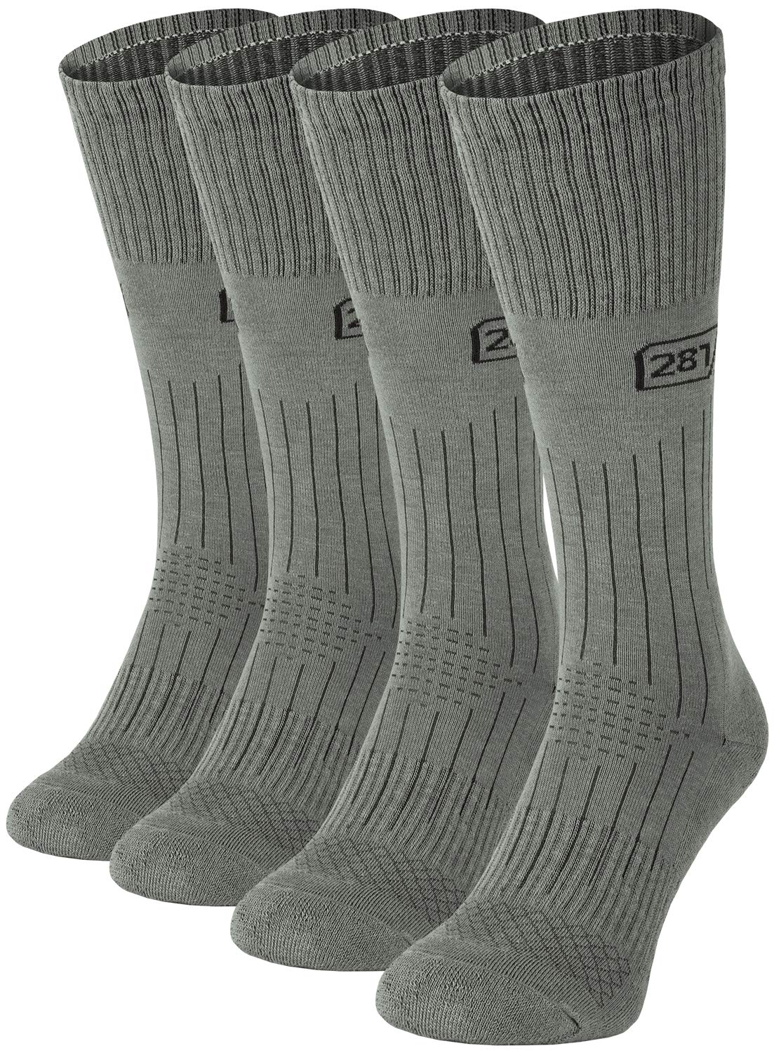 281Z Military Lightweight Uniform Boot Socks - Tactical Trekking Hiking - Outdoor Athletic Sport (Stone Grey Large 4 Pairs Pack)
