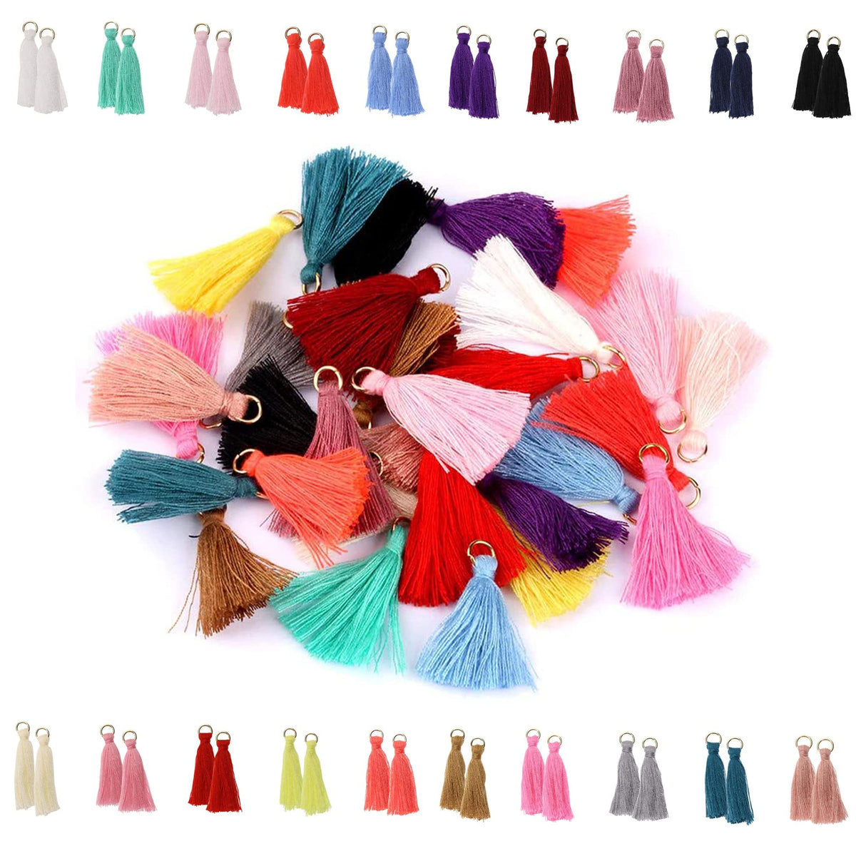 Haobin 120pcs Multicoloured Tassel Pendants for DIY Jewellery Making, Wedding, Anniversary