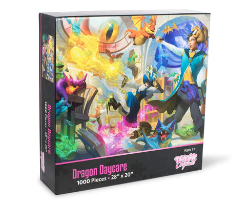 Toynk Dragon Daycare Fantasy Wizard Puzzle for Adults and Kids | Difficult 1000 Piece Jigsaw Puzzle Toy | Fun Quarantine Gift | Interactive Brain Teaser Challenge for Game Night | 28 x 20 Inches