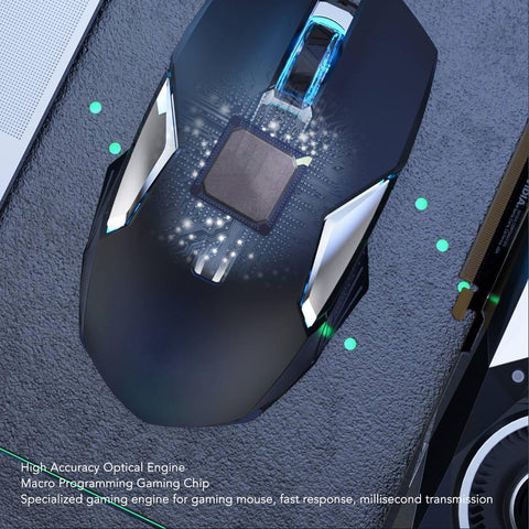 Zunate RGB Gaming Mouse, Multifunction Ergonomic 7200 DPI Wired Optical Gaming Mouse with Programmable Buttons and Backlight, for Computer Games, Work (Black)