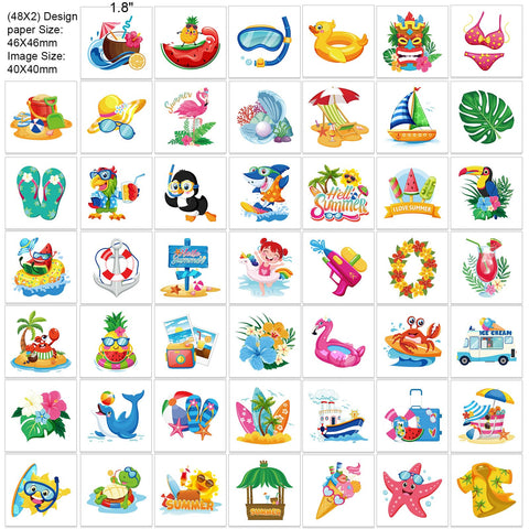 HOWAF Hawaiian Luau summer Temporary Tattoos, 96 Pieces Summer Pool Themed Fake Tattoos, Waterproof Hawaiian Tropical Tattoos Stickers Party Decoration for Adults Tropical Beach Themed Birthday Party Supplies Favors