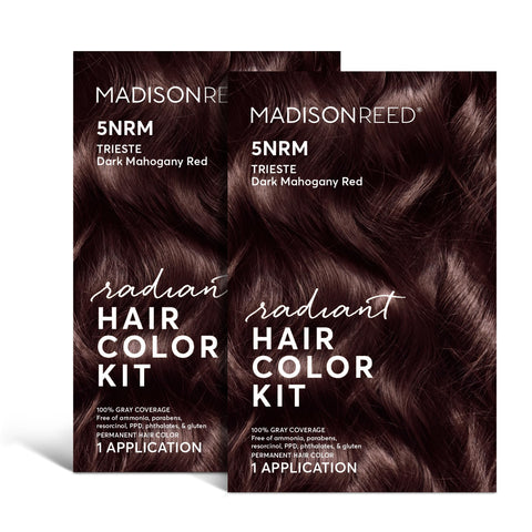 Madison Reed Radiant Hair Color Kit, Dark Auburn Red for 100% Gray Coverage, Ammonia-Free, 5NRM Trieste Red, Permanent Hair Dye, Pack of 2