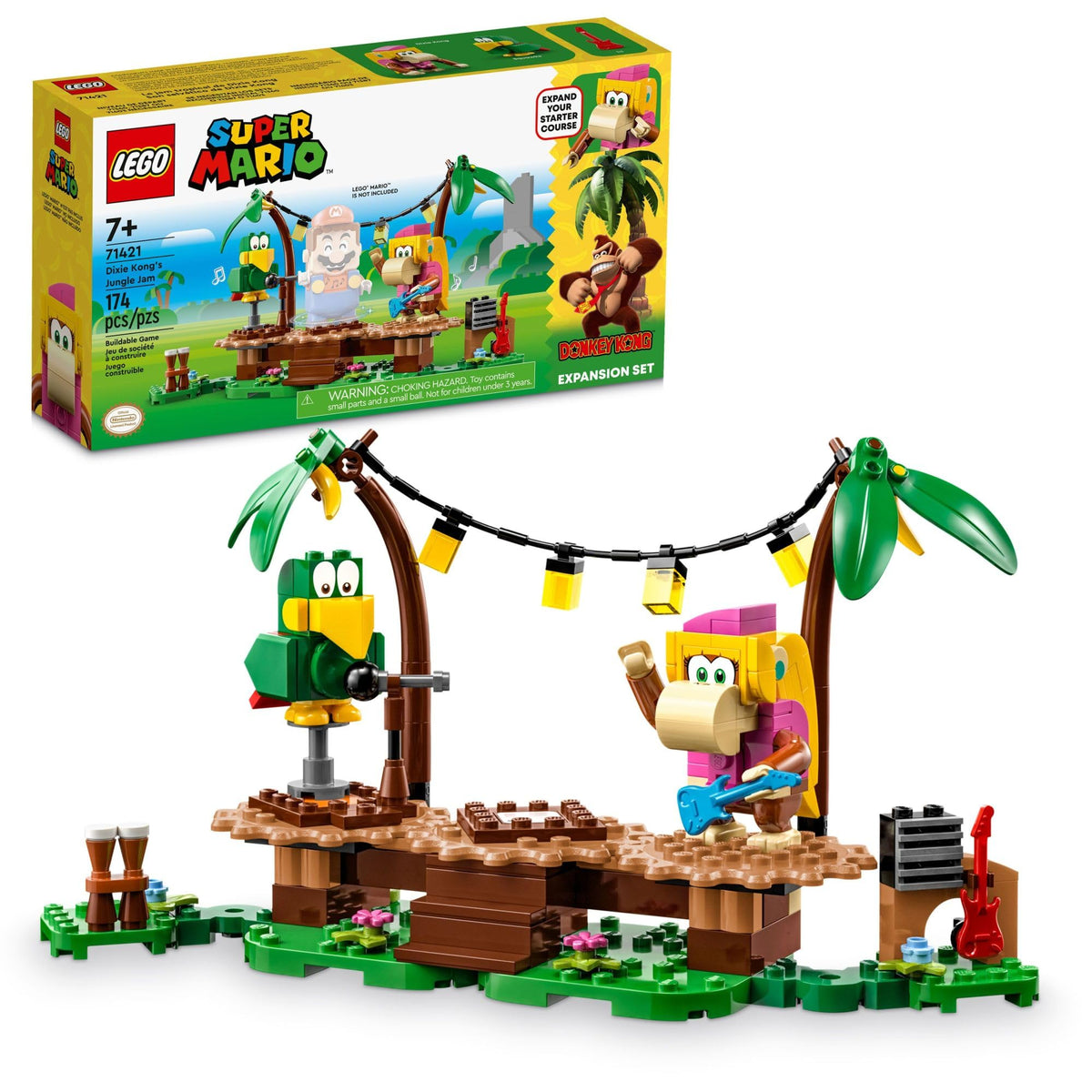 LEGO Super Mario Dixie KongÃƒÆ’Ã‚Â¢ÃƒÂ¢Ã¢â‚¬Å¡Ã‚Â¬ÃƒÂ¢Ã¢â‚¬Å¾Ã‚Â¢s Jungle Jam Expansion Set 71421, Super Mario Gift Set for Boys and Girls Ages 7-9, Buildable Toy Game Featuring 2 Brick Built Super Mario Figures with Musical Accessories