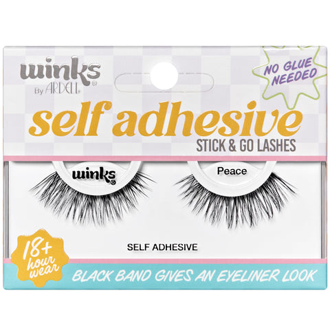 Ardell Winks Self Adhesive Lashes, Peace, Easy-to-Apply, Lightweight, Full-Volume Flare, No Glue Needed, 1-pair