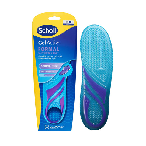 Scholl GelActiv Formal Shoe Insoles for Men, Slim Design for Everyday Use in Smart Shoes, Extra Springiness with GelWave Technology, UK Size 7-12