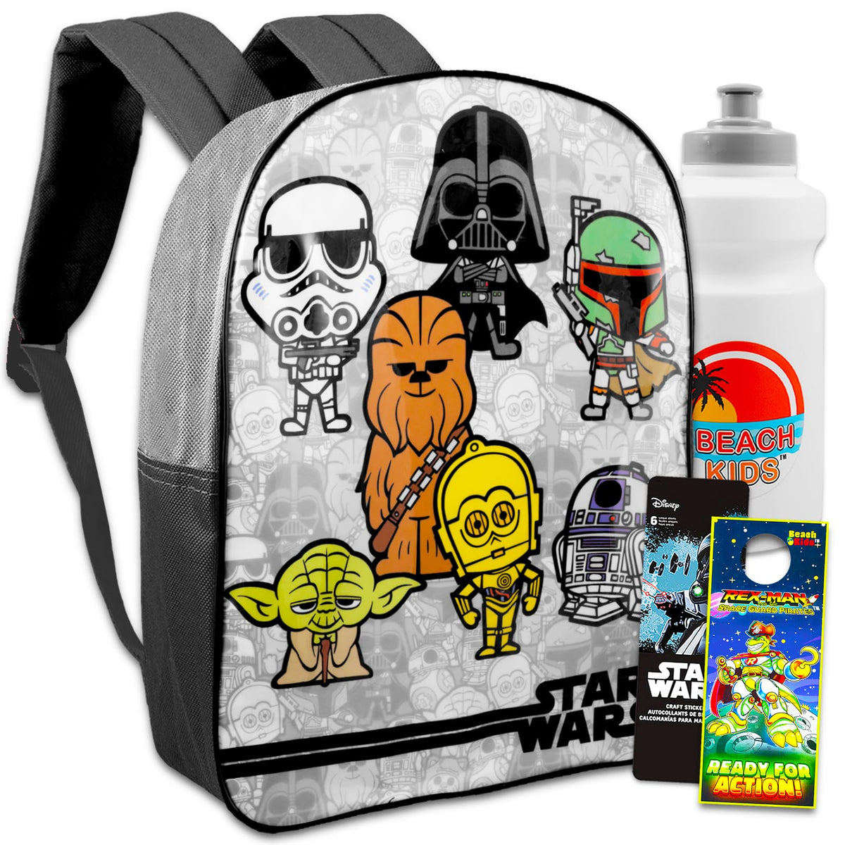 Star Wars Backpack for Kids - Bundle with 15" Star Wars Backpack, Water Bottle, Stickers, and More | Star Wars Backpack Set