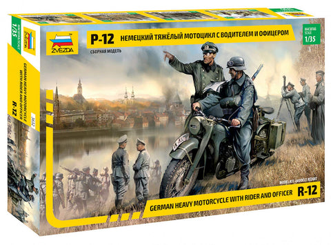 Zvezda Models 3632 - German R-12 Heavy Motorcycle - Plastic Soldiers Kit - Scale 1:35 119 pcs 2.5'', ZV3632