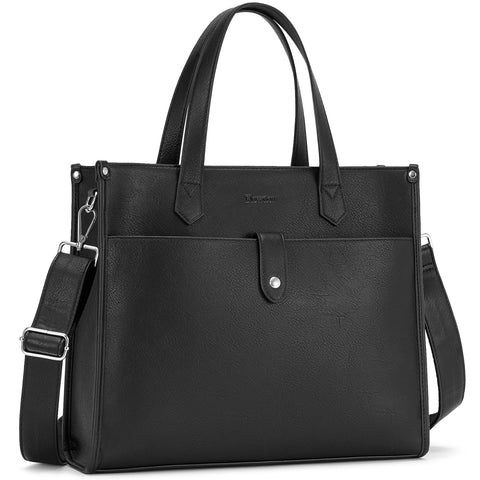 Satchel Bags for Women Large PU Leather Tote Bags Women's Top-Handle Handbags 14 Inch Purses and Handbags Black Crossbody Purses for Women Work Business Office Bag
