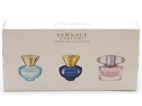 Versace 3 Pcs Mini Set For Women (Individual Box): Dylan Turquoise 5 Ml Eau De Toilette + Dylan Blue 5 Ml Eau De Parfum + Bright Crystal 5 Ml Eau De Toilette