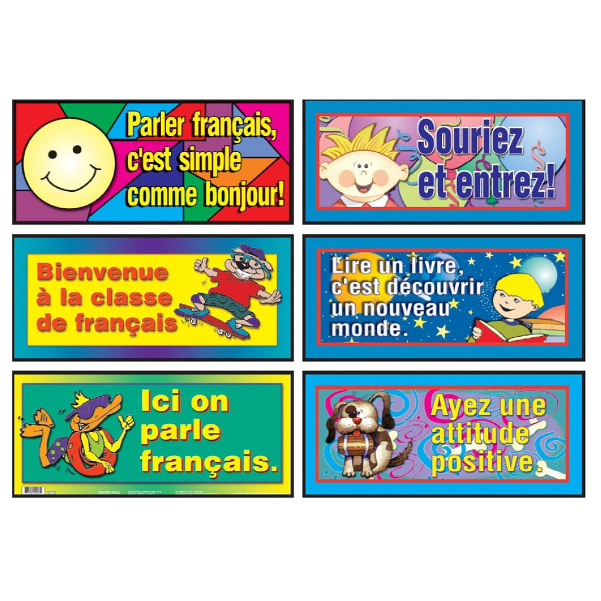 Poster Pals French Educational & Language Variety Teaching Posters,Bilingual Charts, Classroom Decoration and Instruction, FSL, 6 Poster Set