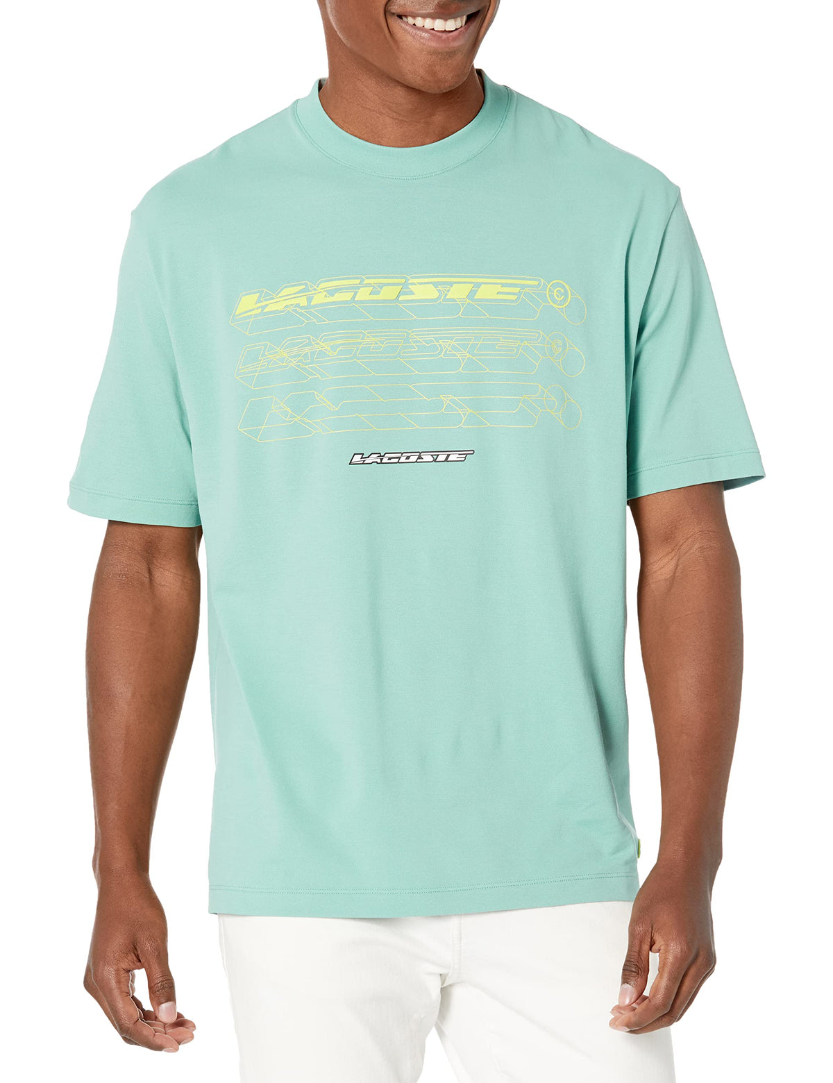 Lacoste Mens Contemporary Collections Short Sleeve Relaxed Fit Pique Graphic Tee T-Shirt, Florida, Small US