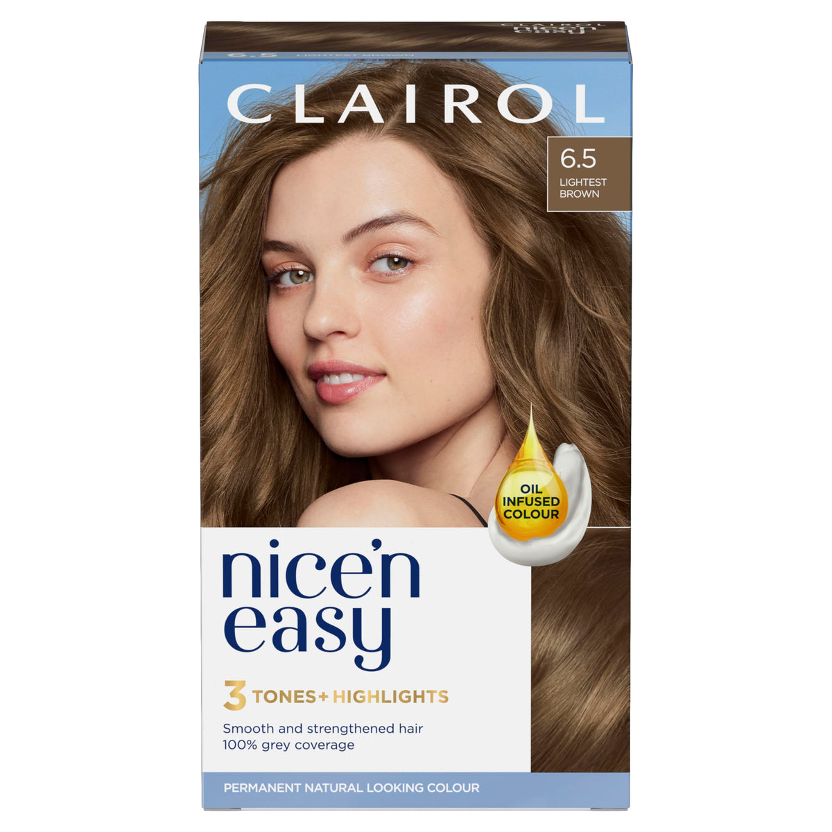 Clairol Nice'n Easy CrÃ¨me, Natural Looking Oil Infused Permanent Hair Dye, 6.5 Lightest Brown