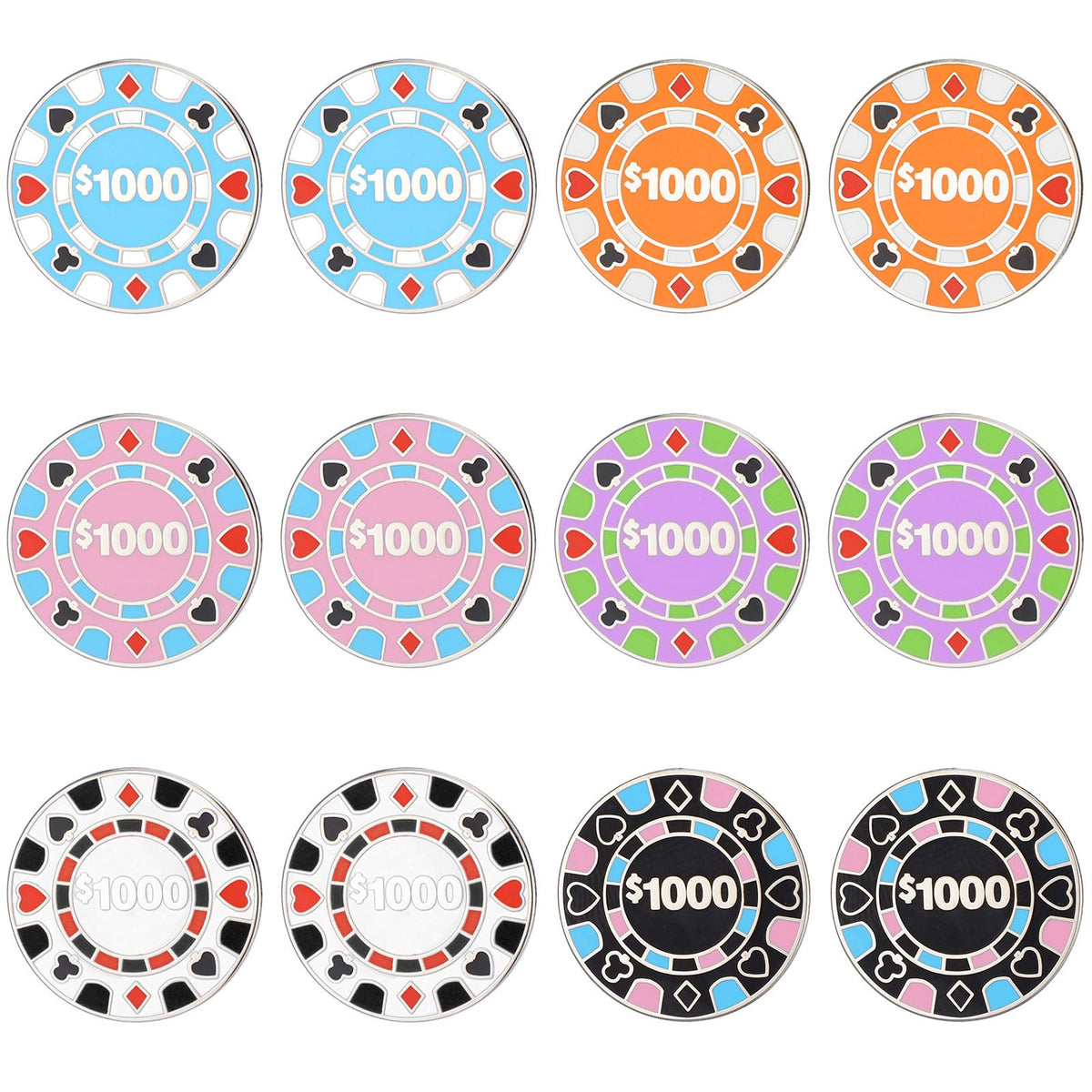 WinnerWhy 12 Pcs Golf Ball Markers Poker Chips Golf Marker Gift Funny Golf Accessories Golf Clips and Divot Repair Tools Partner Accessories Sets for Men Women Golfer, Enamel Technique