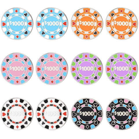 WinnerWhy 12 Pcs Golf Ball Markers Poker Chips Golf Marker Gift Funny Golf Accessories Golf Clips and Divot Repair Tools Partner Accessories Sets for Men Women Golfer, Enamel Technique