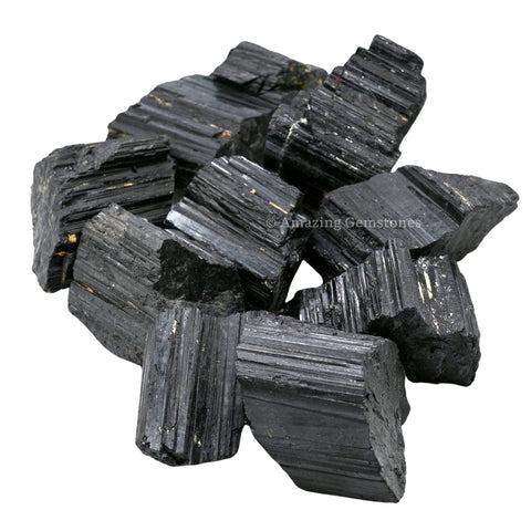 Black Tourmaline Crystals Rough Stone in Bulk, 1lb Large Pieces Turmalina Negra Piedra Originales, Large Black Tourmaline Crystal Healing Stones for Protection, Do it Yourself Crafts Making