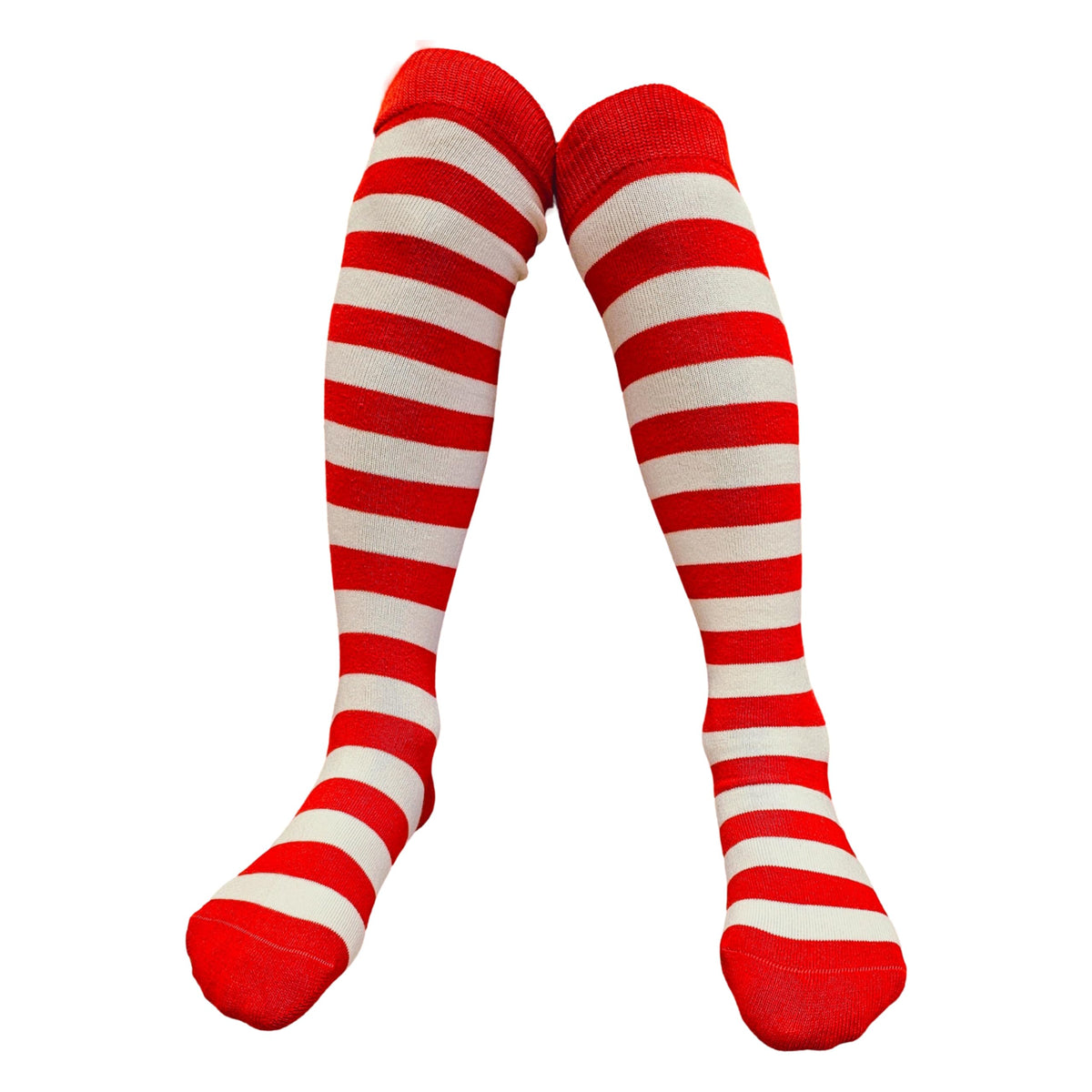 Colourful Baby World Kids Girls Striped Party Fancy Dress Up Knee Socks Black Red Blue Age 6 7 8 9 10 (Red-white, 3-5 Years)