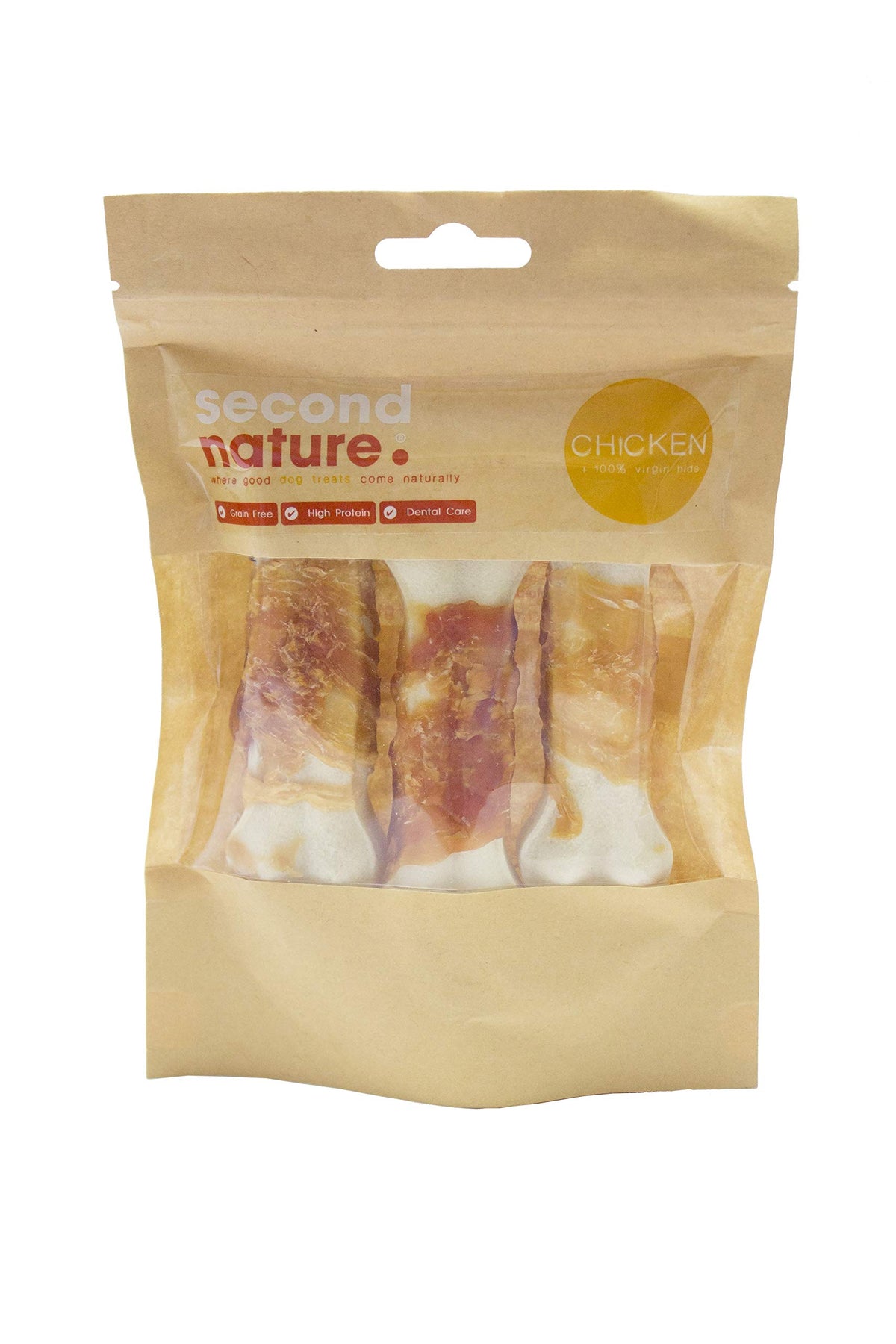 Second Nature Premium, , Dog Treats 4" Whitehide Pressed Bone Wrapped in Chicken 6x3pk