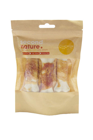 Second Nature Premium, , Dog Treats 4" Whitehide Pressed Bone Wrapped in Chicken 6x3pk