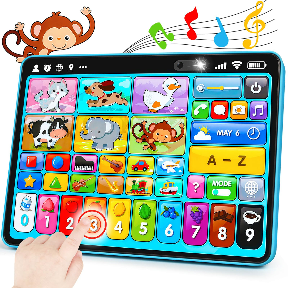 Learning Tablet for Toddlers 1-3 Trilingual Learning Toys with Music & Sound, Montessori Speech Therapy Toys for 1 Year Old Boy Girl Musical Baby Toys 12-18 Months STEM Toddler Toys Age 1-2 2-3 Gifts
