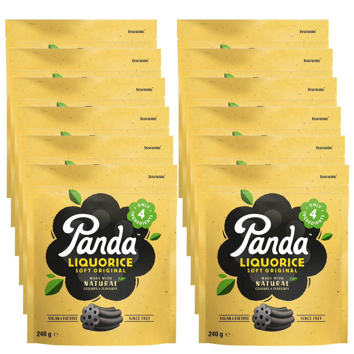 Panda ÃƒÆ’Ã†â€™ÃƒÂ¢Ã¢â€šÂ¬Ã…Â¡ÃƒÆ’Ã¢â‚¬Å¡Ãƒâ€šÃ‚Â® | Natural Soft Original Liquorice Sweets | Pure Panda Liquorice Sweet Made with Only Four Natural Ingredients | Vegan & Fat Free | 240 Gr x 12 Bags Pack