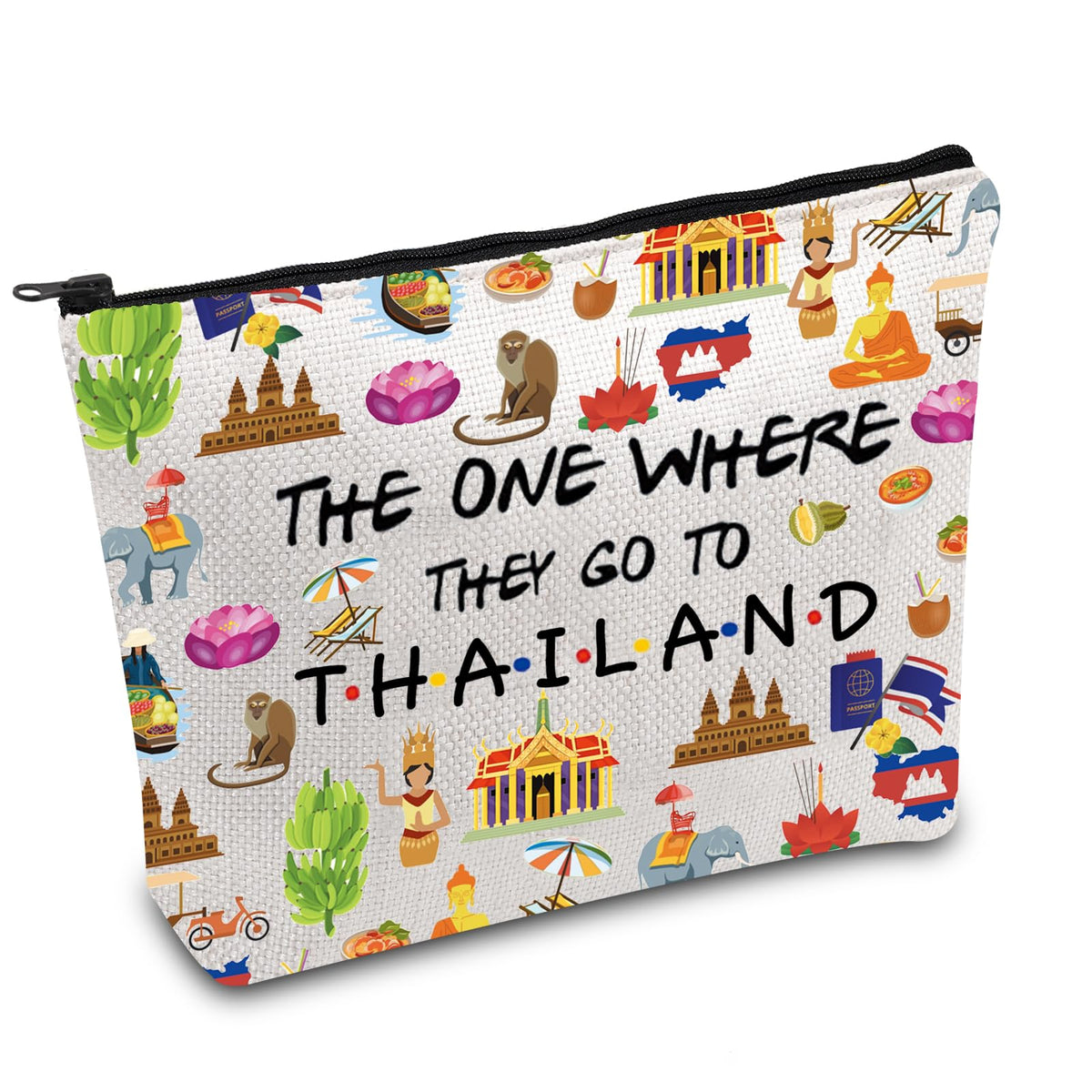 FOTAP Thailand Trip Makeup Bag Thailand Souvenir Gift Thailand Welcome Bag Thailand Housewarming Gift Travel Memory Gift (Thailand)