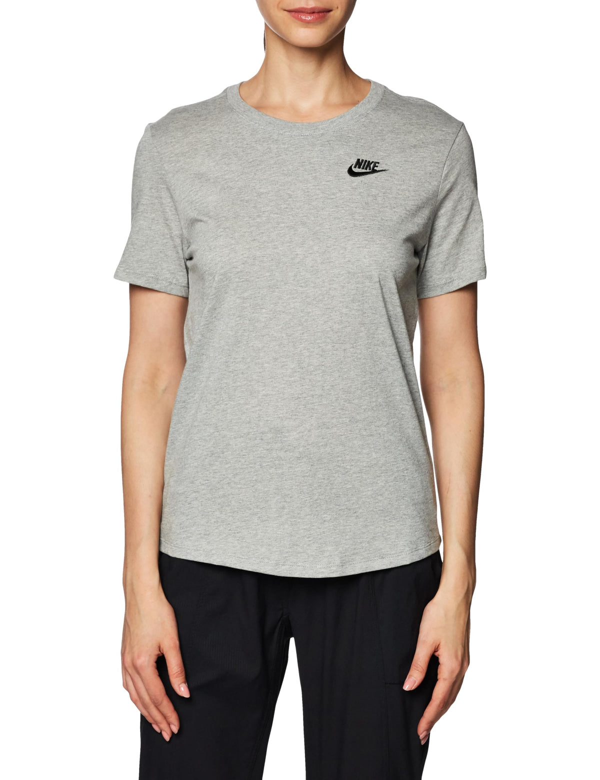 Nike Women's Club TEE (DK Grey Heather, DX7902-063) Size X-Large