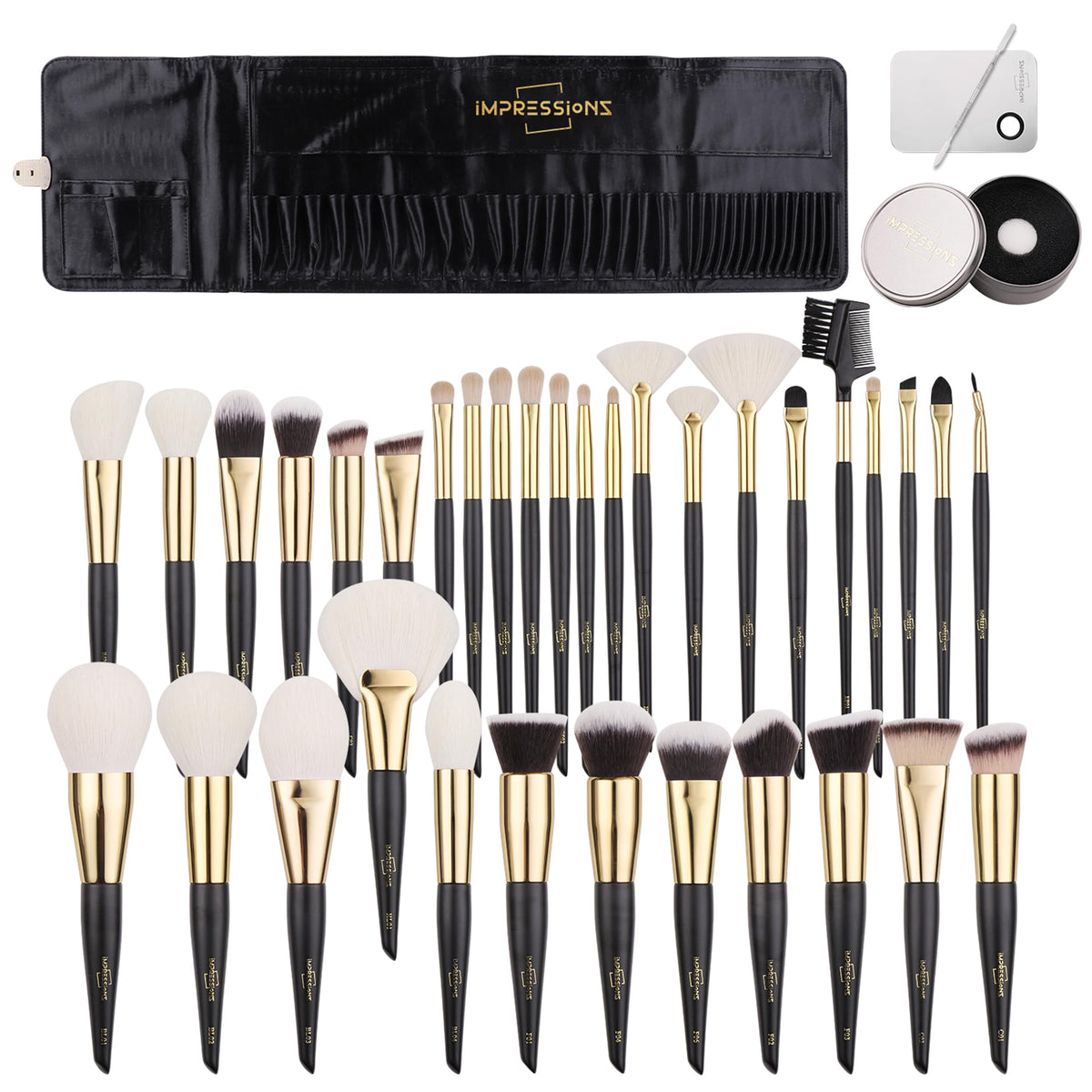 ImpressionZ Professional Luxury Makeup Brush Set - Cruelty-free 34Pcs Set with Travel Bag - Synthetic/XGF Bristles Foundation Blending Face Powder Concealers Eye shadows Blush Face Makeup Brushes