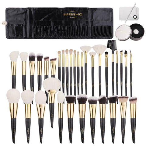 ImpressionZ Professional Luxury Makeup Brush Set - Cruelty-free 34Pcs Set with Travel Bag - Synthetic/XGF Bristles Foundation Blending Face Powder Concealers Eye shadows Blush Face Makeup Brushes