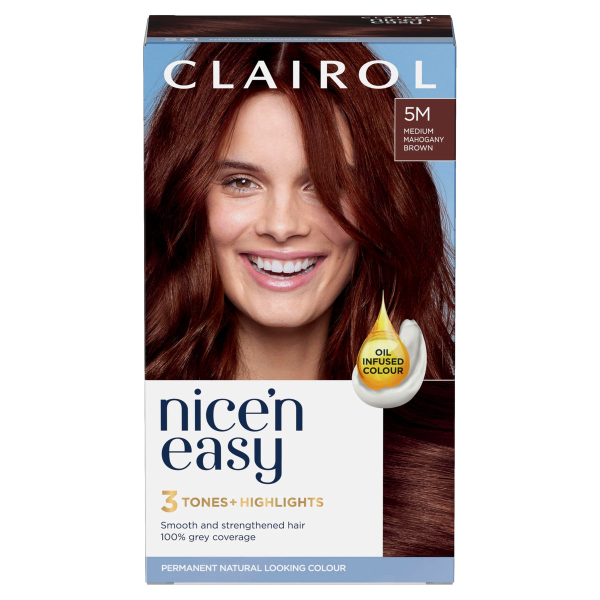 Clairol Nice'n Easy CrÃƒÆ’Ã†â€™Ãƒâ€ Ã¢â‚¬â„¢ÃƒÆ’Ã¢â‚¬Â ÃƒÂ¢Ã¢â€šÂ¬Ã¢â€žÂ¢ÃƒÆ’Ã†â€™ÃƒÂ¢Ã¢â€šÂ¬Ã…Â¡ÃƒÆ’Ã¢â‚¬Å¡Ãƒâ€šÃ‚Â¨me, Natural Looking Oil Infused Permanent Hair Dye, 5M Medium Mahogany Brown