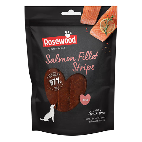 Pets Unlimited Large Salmon Filet Strips, 100% Natural delicious and healthy treat with no artificial colours flavours or preservatives,150 g (Pack of 1)