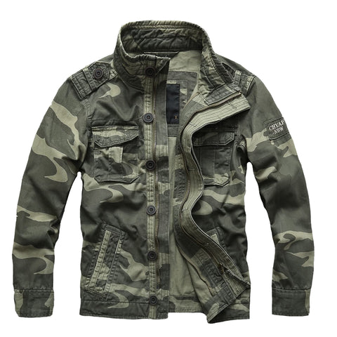 Letuwj Jacket men's jacket military jacket casual camouflage workwear denim camouflage green L