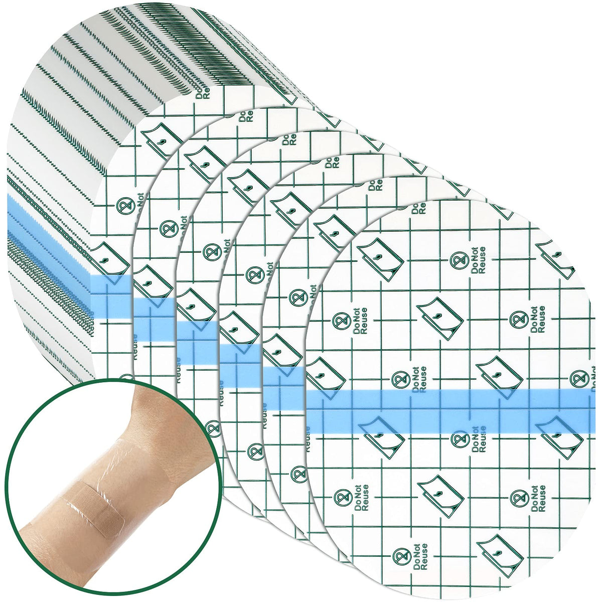Nuanchu 100 Pieces Stretch Adhesive Bandages Large Waterproof Adhesive Dressing Bandages Transparent Protective Adhesive Bandage Dressing Tape Transparent Film for Body Health (Round Style)