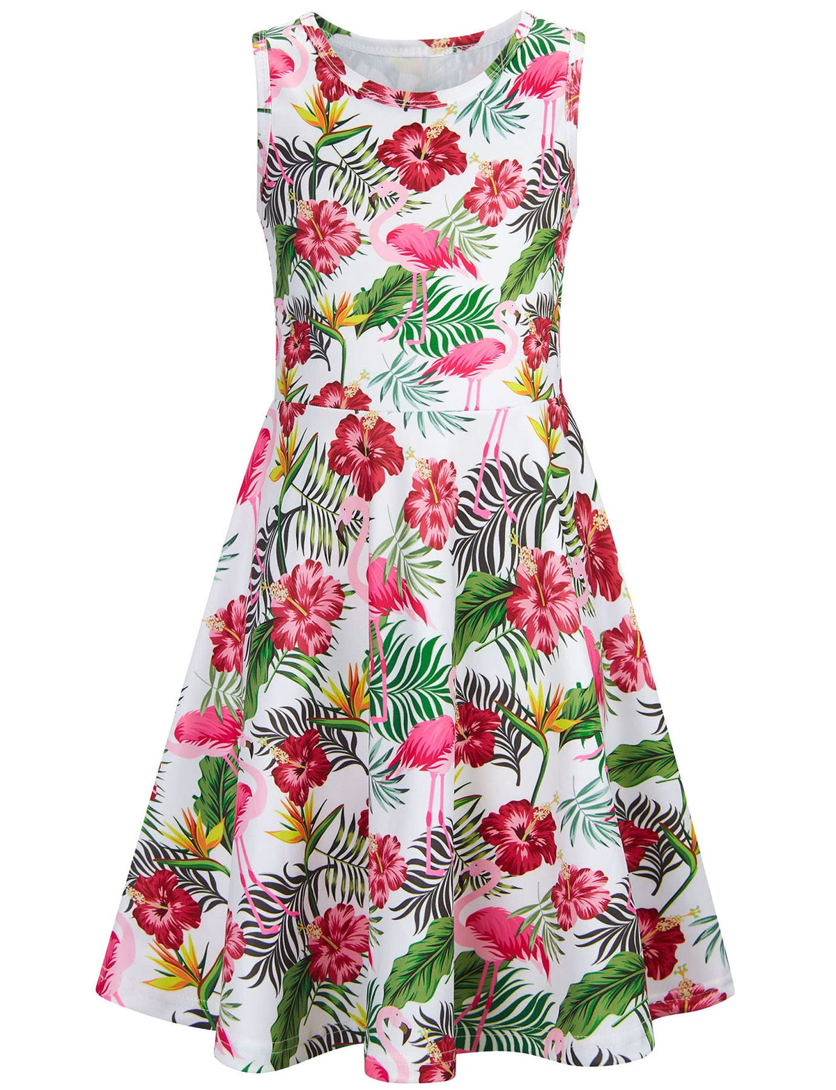 Teens Girl Dress 10-12 Size Years Old Juniors Hawaiian Printed Yellow Floral Lace Dress-up Clothing Red Flower Flamingo Ruffle A-line Shirt Dresses for Big Youth Girls Student's Summer Casual Party