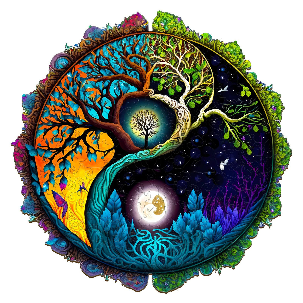 KAAYEE Wooden Jigsaw Puzzles-Wooden Puzzle Adult Unique Shape Advanced Yinyang Wooden Jigsaw Puzzle for Adult, Family Puzzles 11.8 * 11.8in 200pcs