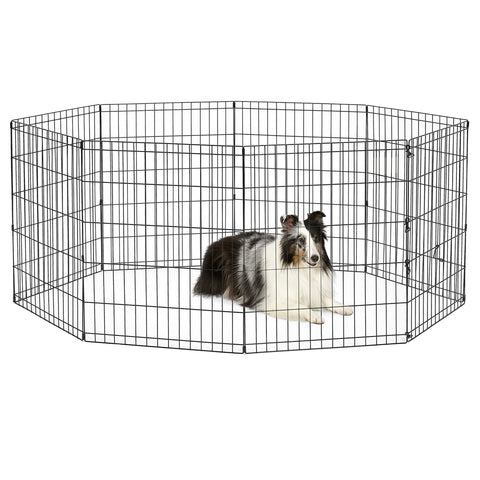 New World Dog Exercise Pen and Playpen without a Door; 60.96 cm by 76.2 cm; Black E-Coated; B550-30