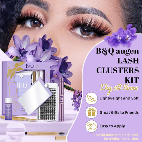Diy Lash Extension Kit Q11 D Curl 8-16MIX 96 Pcs Travel Eyelash Extension Kit with 360ÃƒÆ’Ã¢â‚¬Å¡Ãƒâ€šÃ‚Â° Mirror Lashes Extension Kit 6 in 1 B&Q Lash Clusters Kit D Curl Lash Kit with Bond and Seal Remover (Kit,Q11)