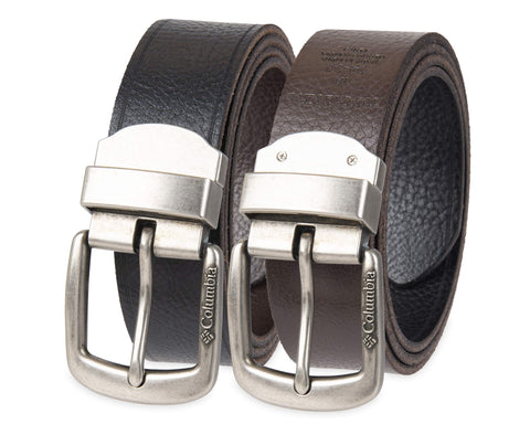 Columbia Men's Reversible Leather Belt - Casual for Men's Jeans with Double Sided Strap, Black/Brown Vintage, Large (38-40)