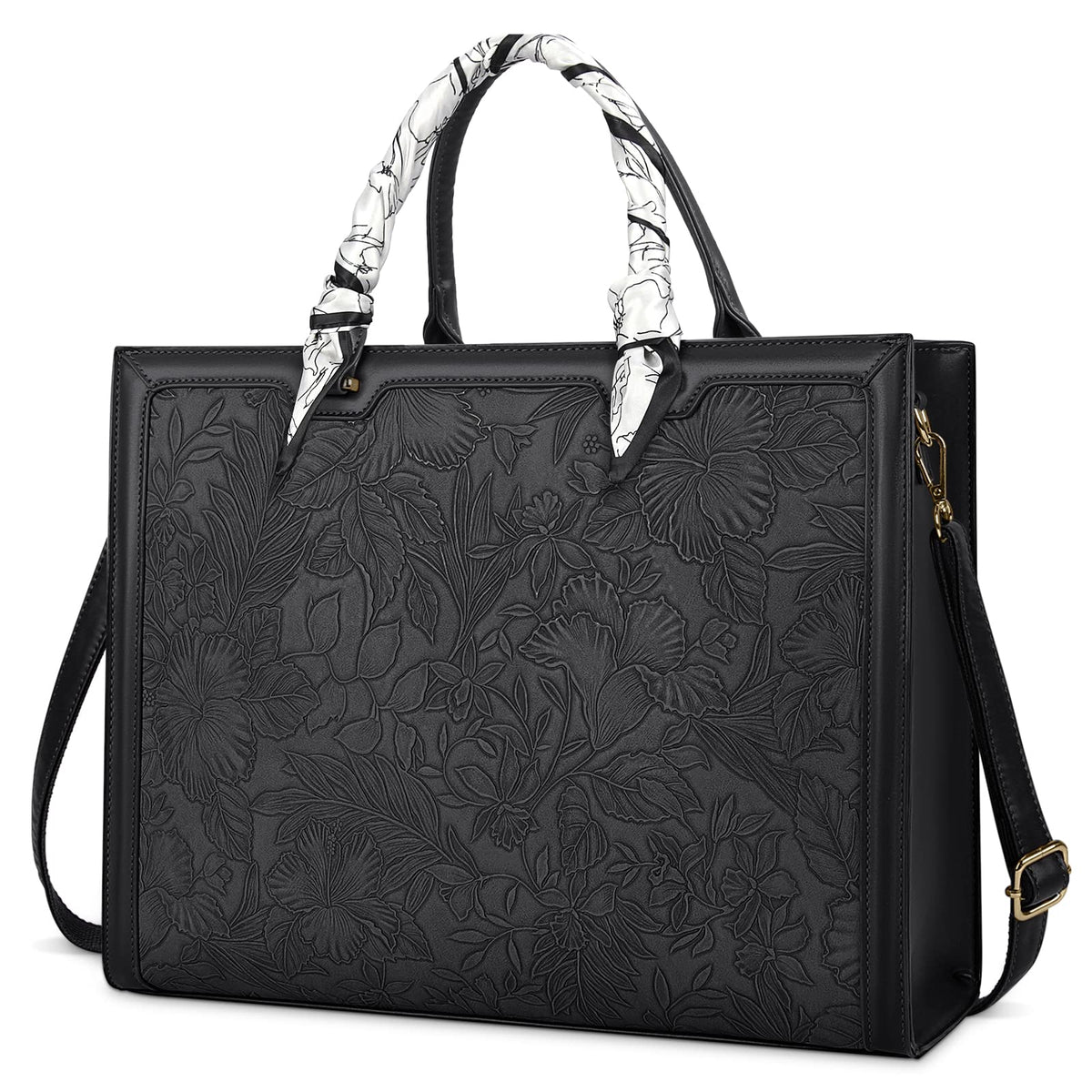 NUBILY Laptop Bags for Women 15.6 Inch Large Tote Bag Ladies Leather Laptop Handbag Designer Work Computer School Bags Business Briefcase Black