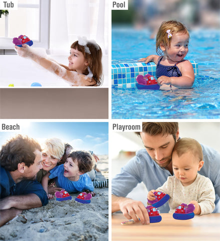 DolliBu Airboat Bath Buddy Squirter - Floating Airboat Rubber Bath Toy, Fun Water Squirting Bathtime Play for Toddlers, Cute Watercraft Vehicle Toy for The Bathtub, Beach, & Pool for Girls & Boys