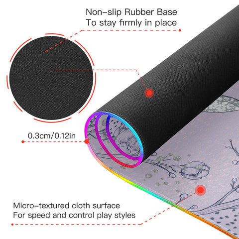 Dragonfly (3) Wireless Charging Mouse Pad for Mobile Phone Extra Large Gaming Mousepad with 13 Lighting Modes Mouse Mat for Office Home Gaming MacBook PC Laptop Desk